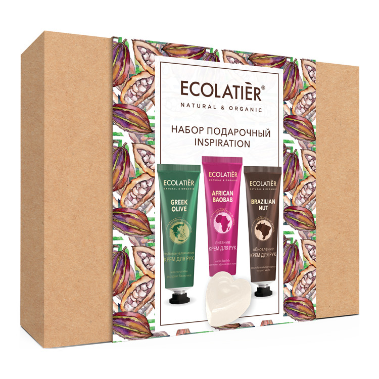 Juego de regalo 3x crema de manos + jabón jabón de manos "ECOLATIER" juego de cuidado con aceite de oliva