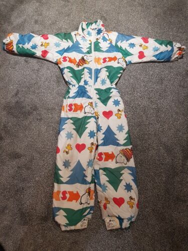 Vintage Snoopy 80s Snow Ski Suit Childs Age 10 (145cm) Zip Up Sport Rare  - Picture 1 of 23