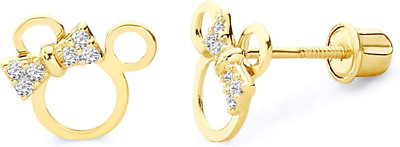 Regalo de Cumpleaños para niñas Aritos Baño en Oro 14k para niñas mide 4mm