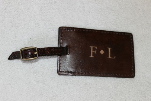 Pottery Barn Schokolade Sattelleder Kofferanhänger Neu ohne Etikett kostenloser Versand Mono "F.L" - Bild 7 von 9