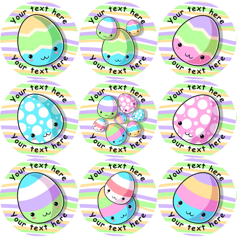 144 Personalised Easter Eggs 30mm Reward Stickers for School Teachers, Parents