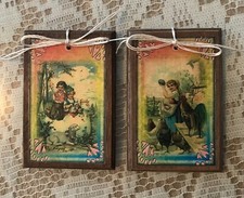  NEW  5 Handcrafted Wooden EASTER Ornaments, EASTER Hang Tags SET5t