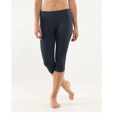 Lululemon womens ebb and flow crop ruched grey leggings size 4