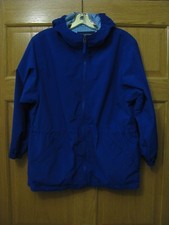 EUC Lands' End Zip-Front Hooded Lightweight Blue Jacket Size: Medium/10-12