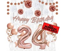 Rose Gold 24th Birthday Decorations for Girls - 40" Number Balloons  More