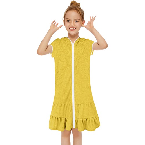 Little Girls Swim Cover Up Swimsuit Zip Up Hooded Bathrobe Absorbent Beach Dress - Picture 10 of 81