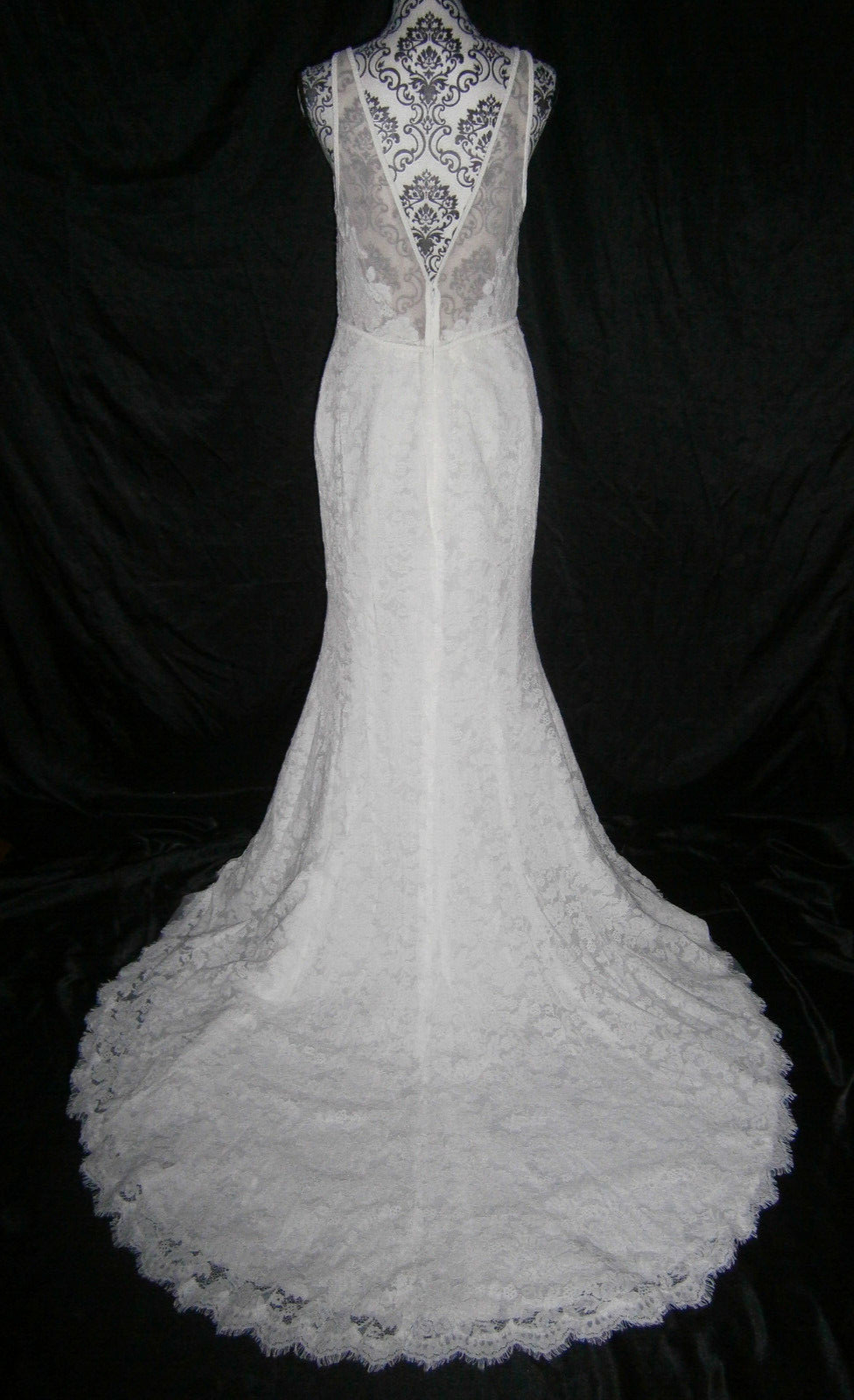 ti adora Allison Webb 7853 Fletcher Wedding Dress 10 Ivory Lace Slit V Neck