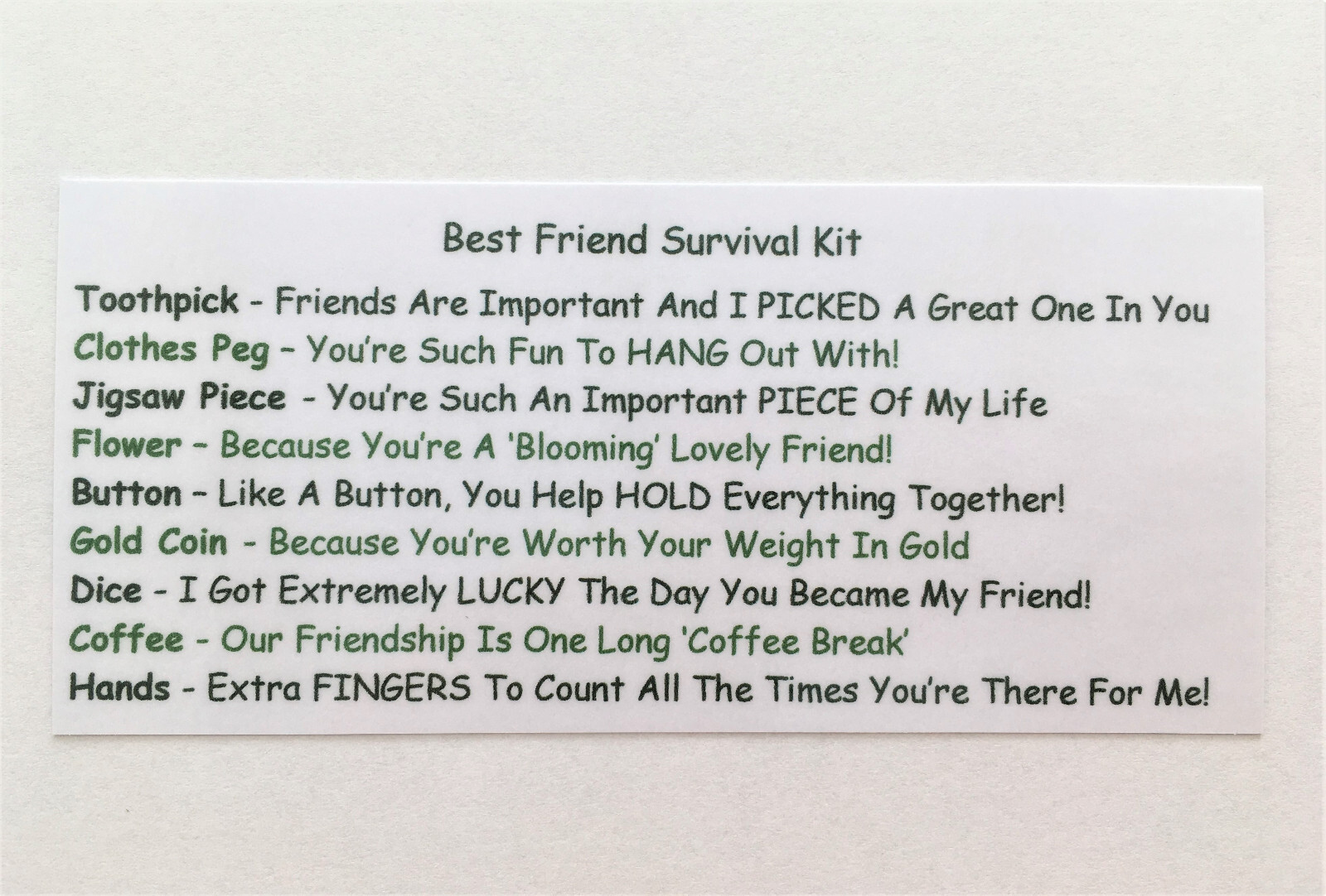 Best Friend SURVIVAL KIT Novelty Gift Idea Birthday Christmas Thank You