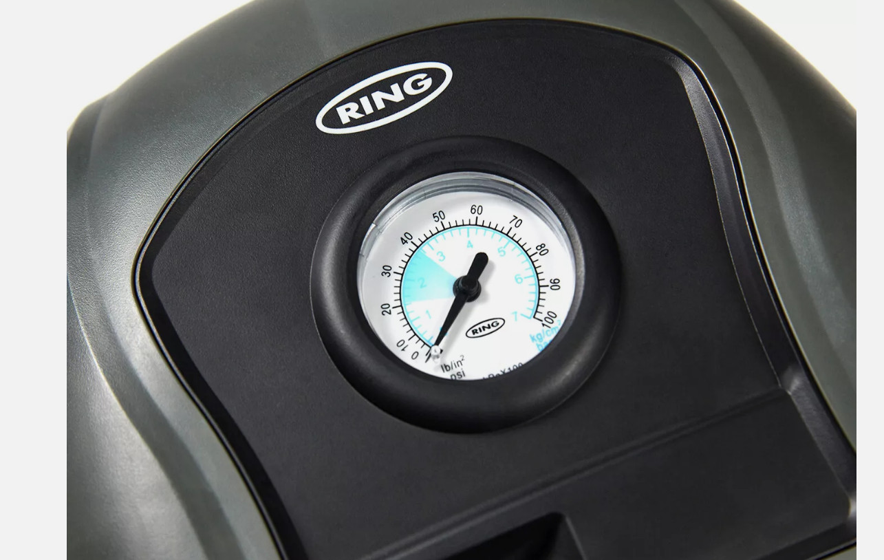 Ring 12v Plug Analogue Gauge Car Tyre Air Compressor Inflator Pump RTC100