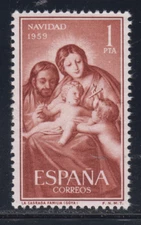 SPAIN - ESPAÑA - YEAR 1959 COMPLETE SET SC# 908 HOLY FAMILY GOYA CHRISTMAS
