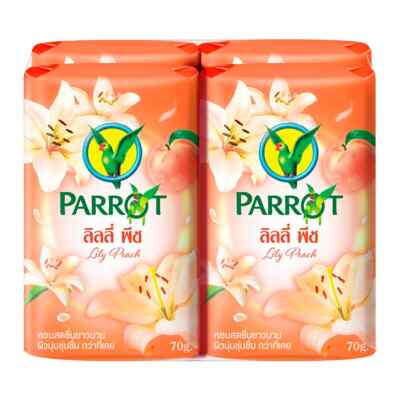 Parrot Thai Botanicals Lily Peach Soap 70g. (Pack of 4)