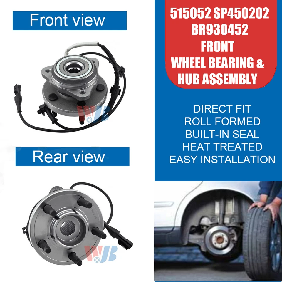 2x Front Wheel Bearing Hub Assembly for Ford Ranger Explorer/Mazda B4000 515052 Foto 2 de 4