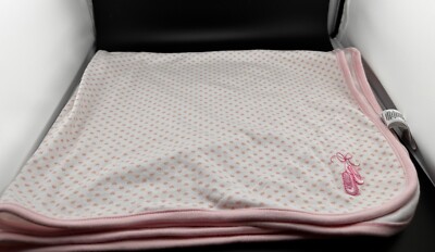 Little Me Ballerina Baby Security Blanket 100% Cotton Pink Hearts Ballet Slipper