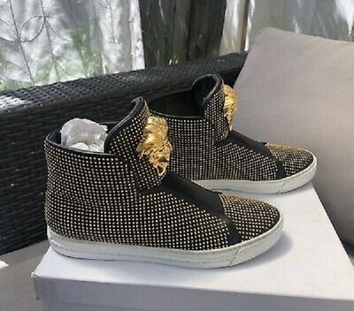 versace sneakers black and gold
