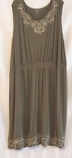 Women's Croft & Barrow Sleeveless Green Embroidered Dress Size 2X No Pockets