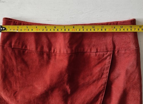 Wrap Over Mini Skirt Burnt Orange Leather Lined Small Size - Picture 5 of 14