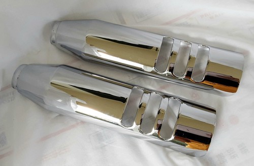 OEM Harley 2014-18 XL Sportster 883/1200 Chrome Slip On Muffler Heatshields ONLY - Picture 4 of 6