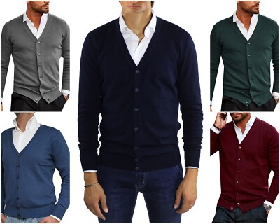 Cardigan Uomo Maglione Lana a v Con Bottoni Giacca Invernale