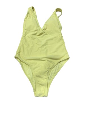 Women's V-Neck High Leg One Piece Swimsuit - Kona Sol, Yellow, XS (0-2)