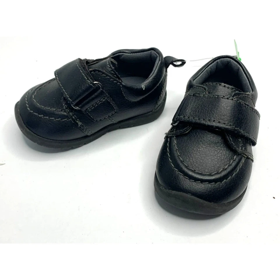 George Boys INfant Baby 2 Negro Zapatos Sin Cordones Tenis Flexibles Zapatillas de Tracción Foto 2 de 4