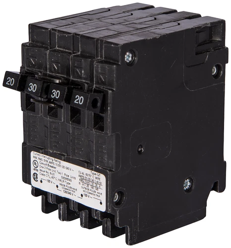Siemens Triplex Circuit Breaker, 20A Single-Pole, 30A 2-Pole, 120/240V AC