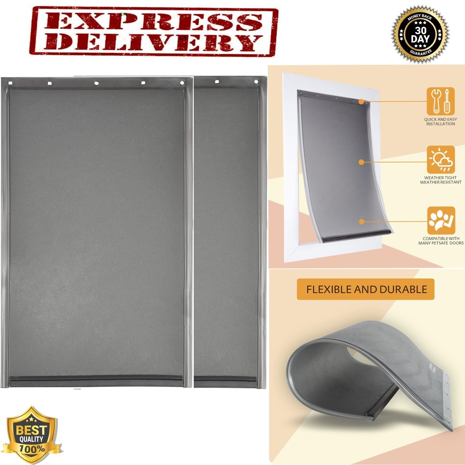 2 Pc PetSafe Dog Door Replacement Flap Large Pet Wall Doors Replace eBay