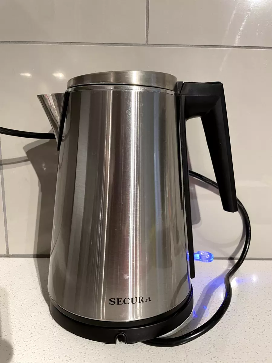 SECURA ELECTRIC STAINLESS STEEL WATER KETTLE COOL TOUCH WORKING PRE-OWNED