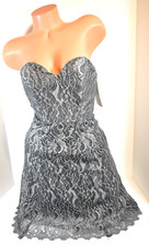Women's Jim Hjelm Occasions Charcoal Gray Mini Lace Cocktail Dress  Sz. 2 NWT