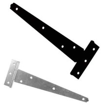 TEE HINGES - BLACK OR BZP HINGE - IRONMONGERY FOR DOORS, SHEDS, GARDEN GATES