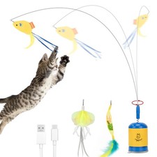 Interactive Automatic Cat Teaser Wand Toy with Strong Suction Cup, 70cm Flexi...