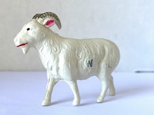 Vintage Celluloid Goat Ram Figurine White With Pink On Ears