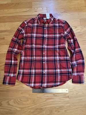 crewcuts by J.Crew Boys' Red Navy Plaid Flannel Long Sleeve Shirt Size 16 NWT