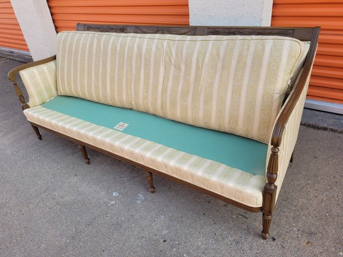 Vintage Antique Hickory English Sheraton Mahogany & Maple 80" Sofa Couch - Picture 19 of 24