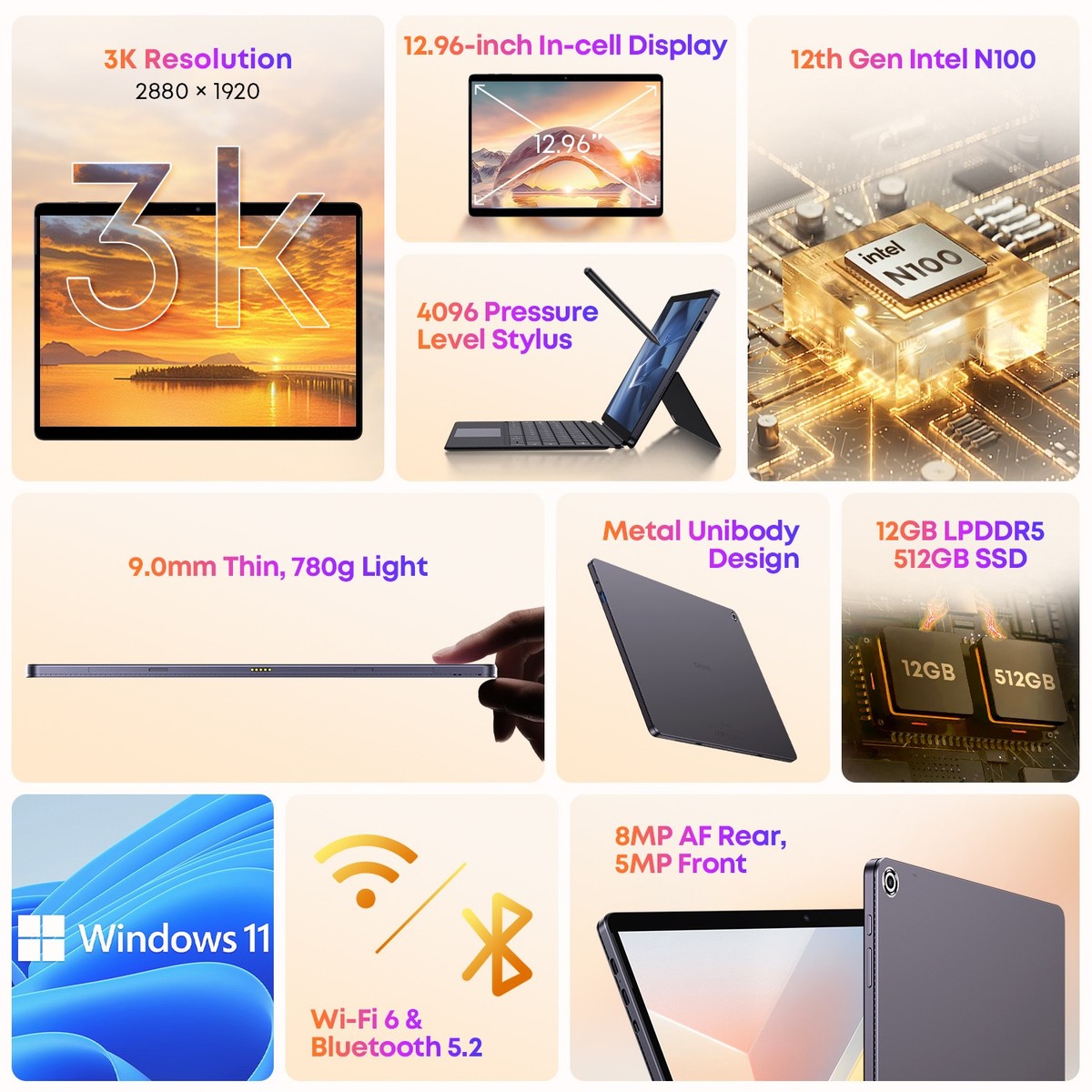 CHUWI 12.96 inch Hi10 Max 2 in 1 Set Windows 11 TABLET/LAPTOP 12GB