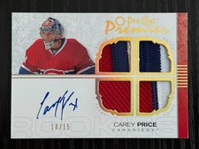 2007/08 OPC PREMIER ROOKIE CAREY PRICE RC PATCH/JERSEY AUTO 14/15 SUPER RARE