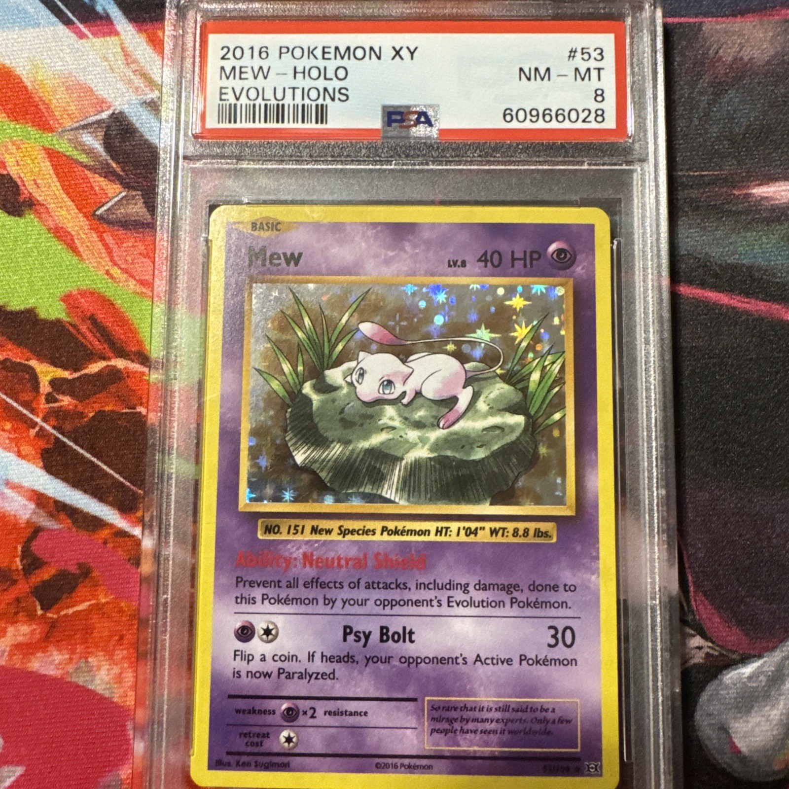 2016 POKEMON XY EVOLUTIONS #53 MEW-HOLO PSA 8