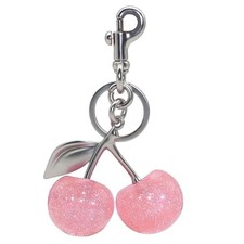Cherry Fruit Keychain Gold Bag Charms for Handbags Glitter Silver Pink Cherry