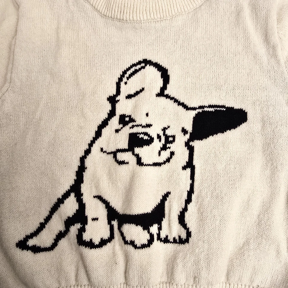 Suéter Happy Fella Talla 3T Niño Bulldog Invierno Blanco Negro Manga Larga Foto 2 de 4