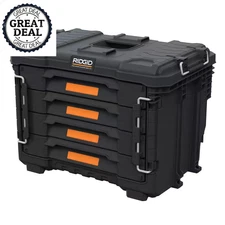 RIDGID 22-in XL 4-Drawer Pro Gear Toolbox – Modular Free Shipping Durable Carry