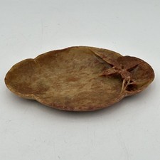 Carved Soap Stone Ashtray Floral Design 5" Long VTG