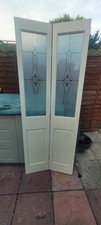 Solid Wood Glass Pane Bi Fold Doors Excellent Condition Collection Only