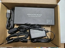 ATLAHET Dual Monitor HDMI KVM Switch 2 Port 4K@60Hz 4 USB 3.0 Ports Open Box