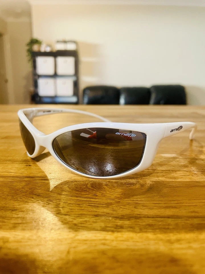 Arnette Mini Swinger Vintage Unisex Sunglasses RARE White Grey Smoke Mirror Lens - image 2 of 4