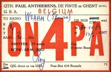 QSL radio card ON4PA 1972 Ghent East Flanders Belgium Paul Anthierens