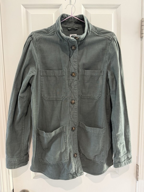 Women's Gap Military-Style Army Green Jacket Button Up w Pockets Size M Tall