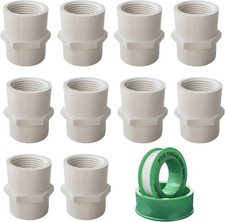 PVC Pipe Fitting 3/4 inch 10 Pack NPT Female Thread Sch40 Slip Coupling Socket