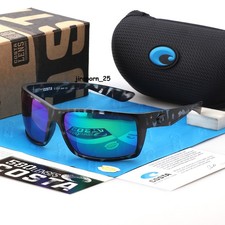 Costa Del Mar Reefton Black Camouflag Frame Green Lens Polarized 580P Sunglasses