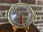 Vintage Jeanette Hobnail Clear Glass With Gold Trim Round Plate with Handles 8"