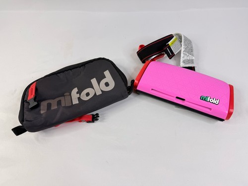 Mifold Grab-And-Go Compact Car Booster Portable Seat, 40-100 Lbs Pink With Case
