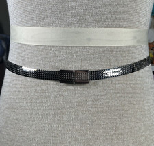 Vtg Whiting Davis Belt 80s Silver Liquid Metal Disco Chain Link Glam Statement